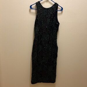 NWOT Dress the Population black and green dress